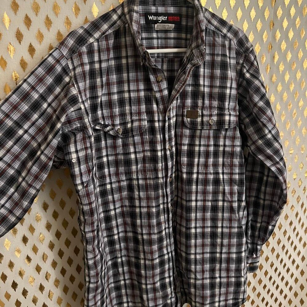 Wrangler plaid shirt cowboy western button down size XL XLT